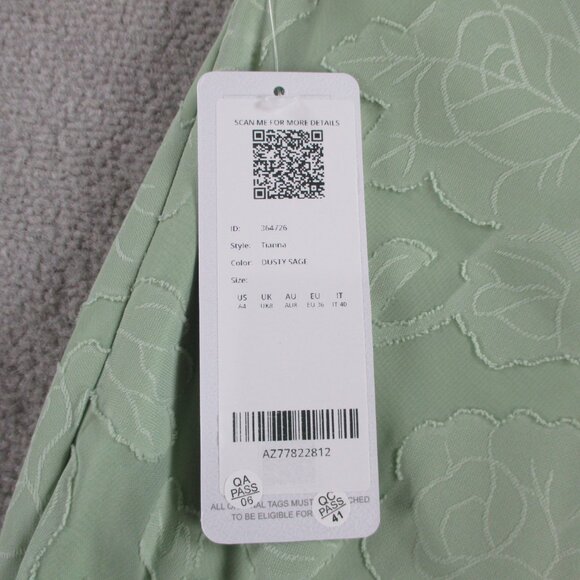 AZAZIE Tianna Dress Womens 4 Dusty Sage Sheath Lace Floral Burnout Bridesmaid - Picture 5 of 8